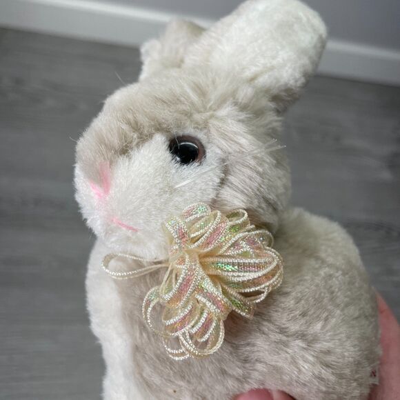 Vintage Mary Meyer Realistic Bunny Rabbit Plush Gray White Fluffy Stuffed Animal - Picture 2 of 11
